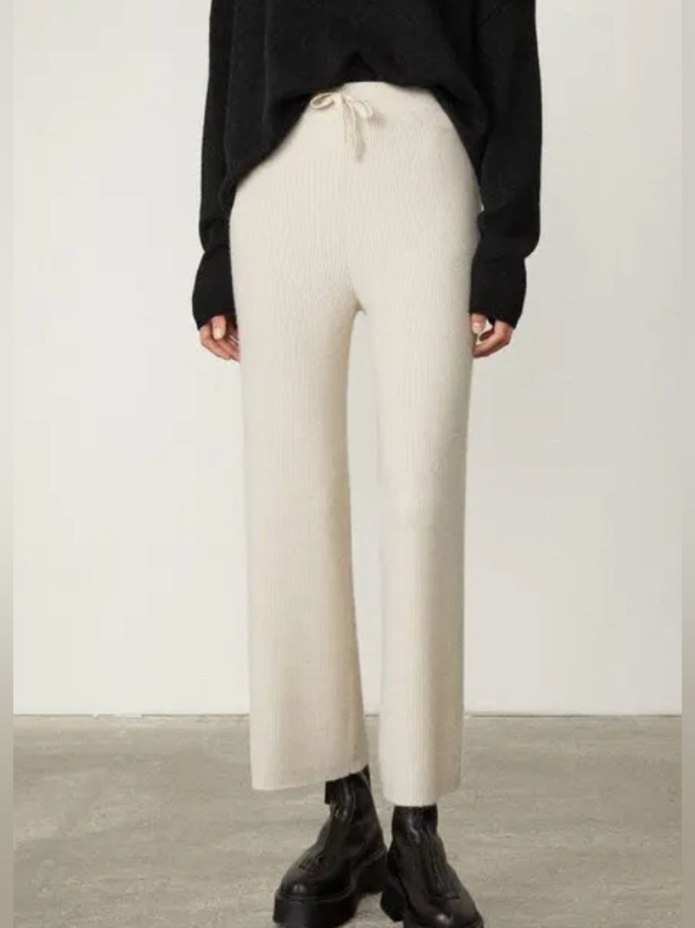 LISA YANG heather ribbed cashmere drawstring pants
